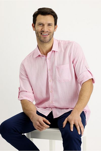 Kiğılı Long Sleeve Regular Fit Patterned Linen Shirt