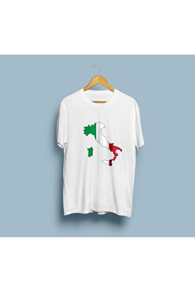 eioswear تي شيرت كبير الحجم لخريطة إيطاليا / إيطاليا وعلم للجنسين