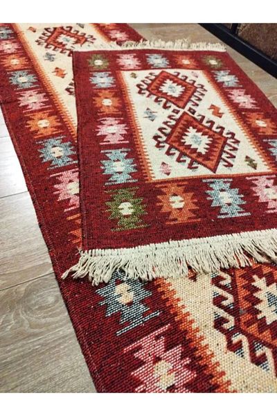 OEM Traditional woven jute rug, double-sided, size 80x200cm, ROMB model