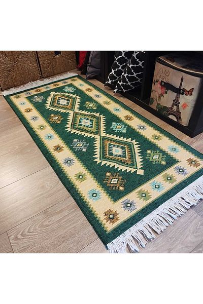 OEM Traditional woven jute rug, double-sided, size 80x200cm, ROMB model