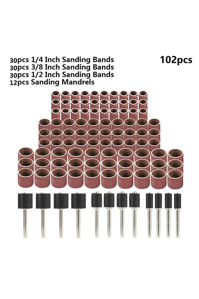 Choice 102pcs Set Cmcp 102/132pcs Sanding Drum Set 1/4 3/8 1/2 Inch Sanding Bands With Sanding Mandrels For
