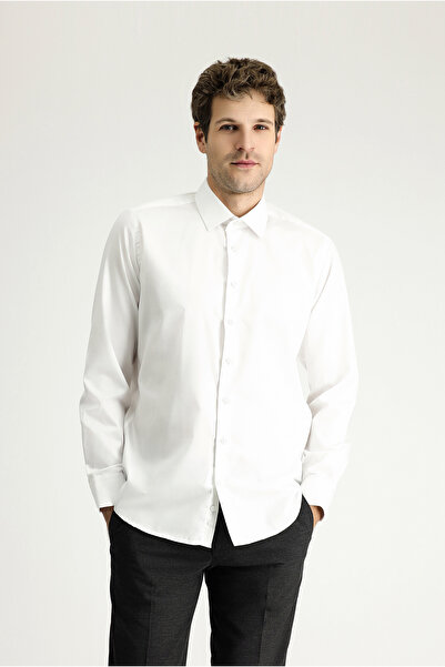 Kiğılı Класична бавовняна сорочка з довгим рукавом, що облягає фігуру, не прасується