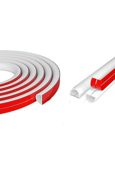Choice White 1pc 2m Arc Anti-extrusion Floor Cord Cover Self-adhesive Power Extension Wiring Duct Cable Pro