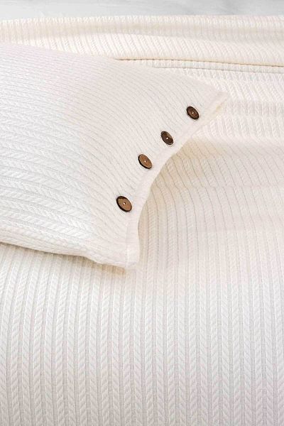 Cottonest Double Knitted Pi̇ke Bedspread with 2 Pillows
