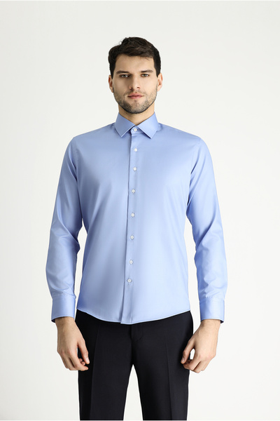Kiğılı Довгий рукав Slim Fit - Непрасувана сатинова бавовняна класична сорочка