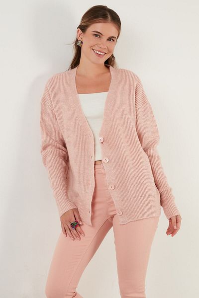 Lela Buttoned V-Neck Knitted Cardigan Women's Cardigan 6310005
