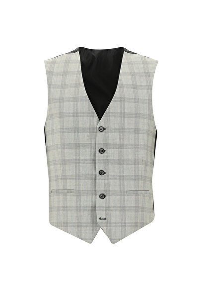 Abdullah Kiğılı Plaid Patterned Wool Regular Fit Combined Vest Dress