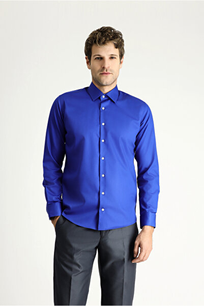 Kiğılı Довгий рукав Slim Fit - Непрасувана сатинова бавовняна класична сорочка