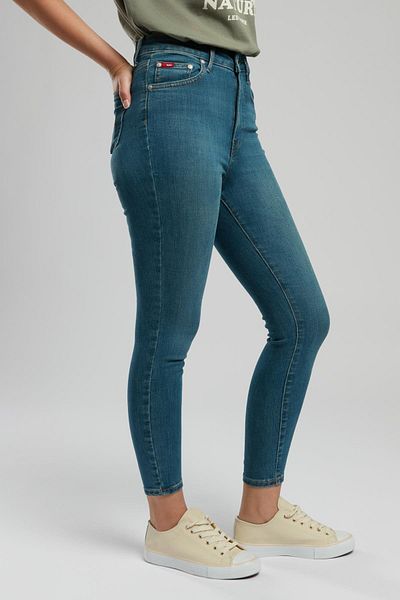 Lee Cooper بنطلون جينز نسائي من Jaycee ذو خصر عالٍ جدًا وقصة ضيقة للغاية باللون الأزرق