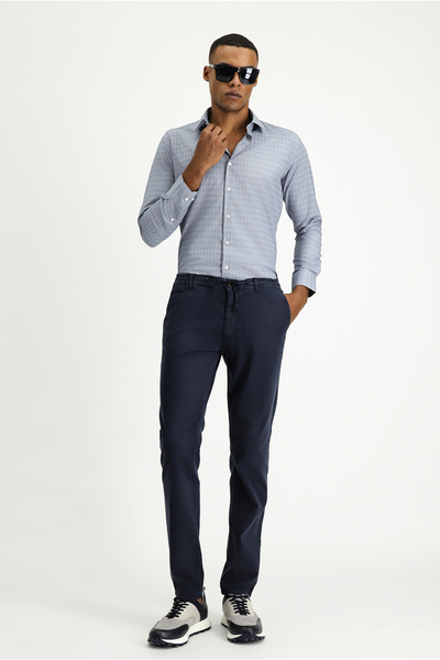 Kiğılı Long Sleeve Slim Fit Slim Fit Pattern Classic Cotton Easy-Iron Shirt