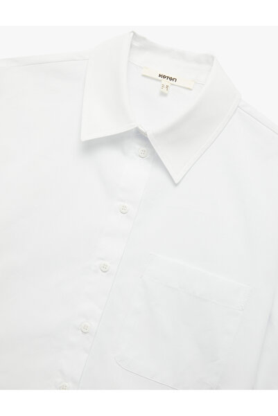 Koton Cotton Short Sleeve Classic Collar Crop Poplin Shirt