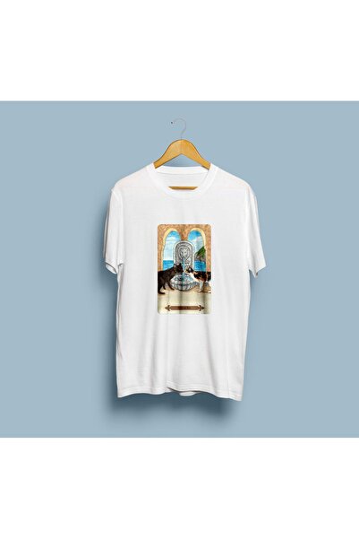 Generic Brand Oversize Mystical Cats Tarot Card Printed Unisex T-Shirt