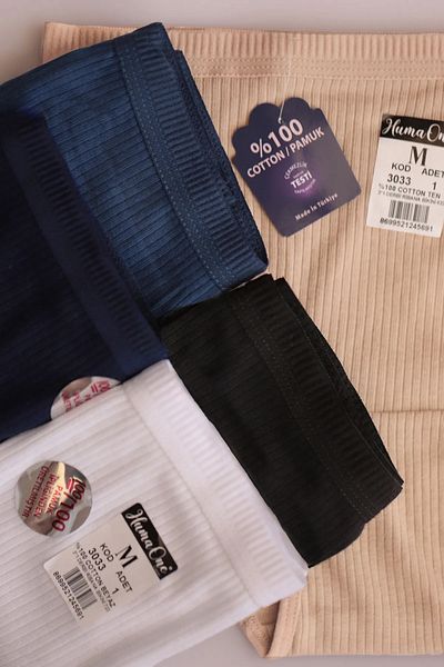 Humaone Chiloți bikini pentru femei, 100% bumbac, 5 piese, cu nervuri, negru - bleumarin - indigo - alb - maro Bk2-a12