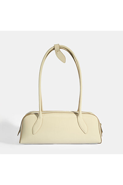 Desa Limited Edition Beige Women's Leaf Detailed Leather Shoulder Bag