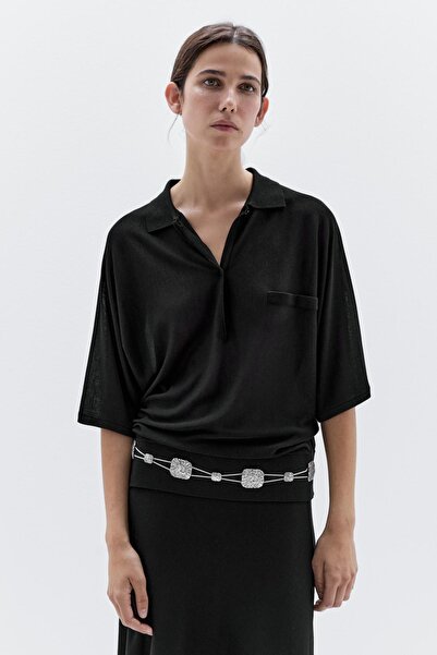 Massimo Dutti Yarasa kollu triko polo yaka t-shirt