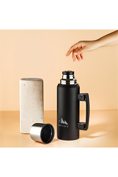 Aryıldız Nature Camp Taşınabilir Termos Siyah 1,5 Litre