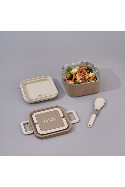 Aryıldız Bento Lunch Box Square Khaki 700 ml