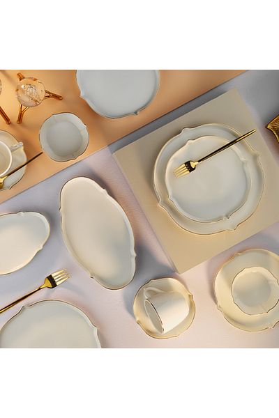 Aryıldız Lavinia Gold 32 Piece Breakfast Set for 6