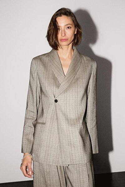 Massimo Dutti Kareli şal yaka blazer