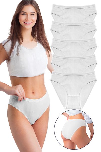 Humaone Chiloți de bikini colorați cu nervuri, 5 piese, pentru femei