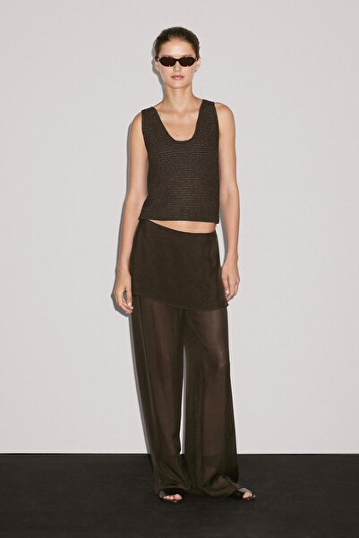 Massimo Dutti Bisiklet yaka pamuklu triko top