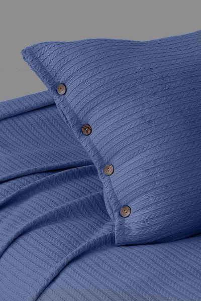 Cottonest Double Knitted Pi̇ke Bedspread with 2 Pillows