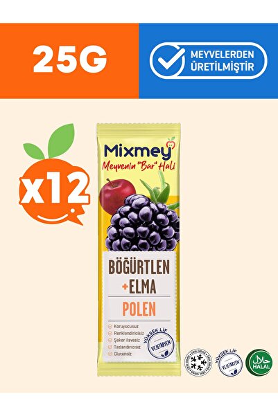 mixmey Bee Polen Böğürtlen Meyve Barı 12 Adet | Sağlıklı Atıştırmalıklar – Gl...