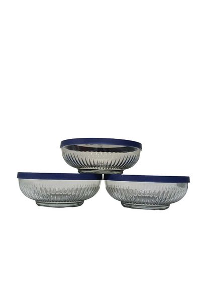 LAV Feyzade Tokyo Storage Container Set of 3 (880Cc X 3 Pcs) with Navy Blue Lid