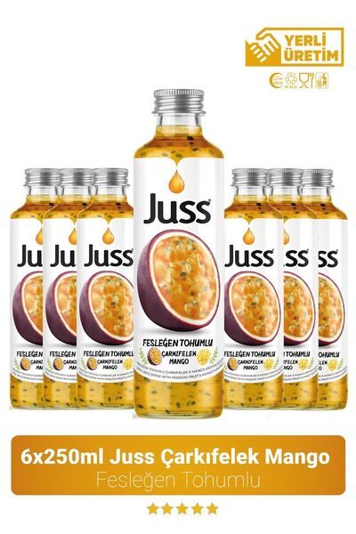 JUSS Fesleğen Tohumlu Çarkıfelek Mango Aromalı Meyve Suyu 6'lı