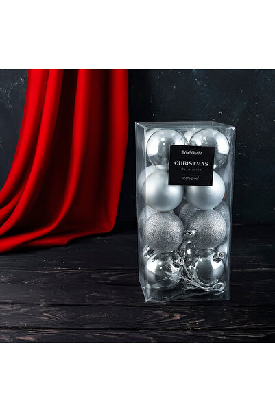 Koopman Anul Nou 16 bucăți bile de Crăciun argintie 50 mm
