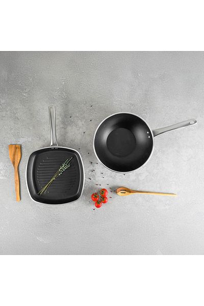 Aryıldız Atlanta 2 Piece Wok Grill Pan Set Beige