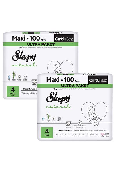 Sleepy Baby Diaper Natural Size:4 (7-14kg) Maxi 200 Pieces Economic Ultra Pk