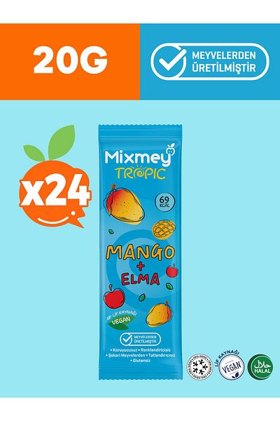 mixmey Mango Fruit Bar 24 Pieces |   Healthy Snacks – Vegan, Gluten Free, Preservative Free (20Gr X 24 Pcs)