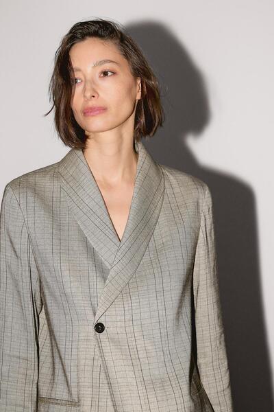 Massimo Dutti Kareli şal yaka blazer