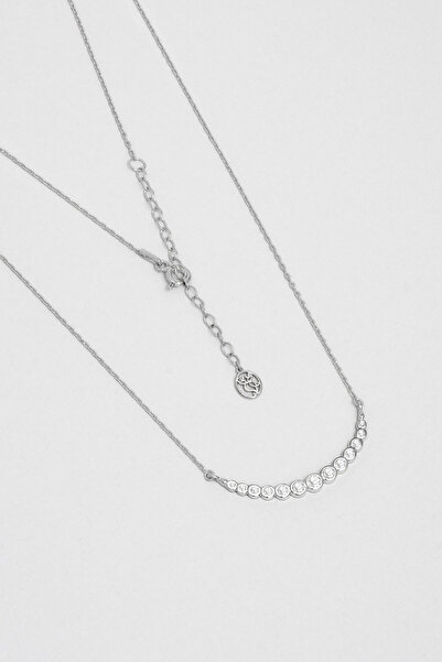 So CHIC... Ay Işıltısı 18 Ayar Beyaz Altın Kaplama 47 Cm Gümüş Kolye