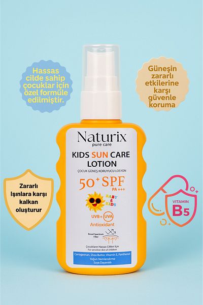 Naturix Children's Sunscreen Lotion Spf 50 Pa |   New Generation Protection and Intensive Moisture - 200 ml