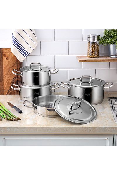 Aryıldız Vento Prestige Steel Cover 8 Piece Cookware Set