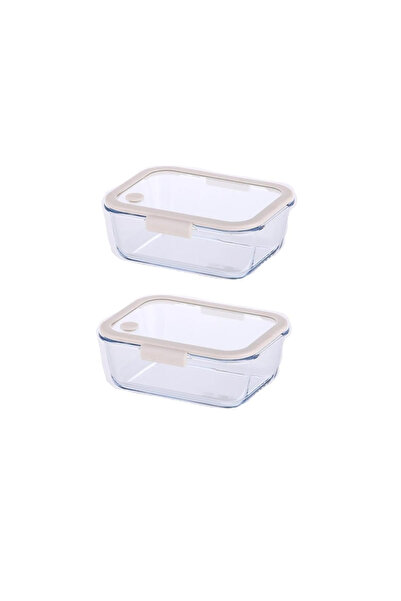 NEOFLAM Fika Glace Bej Vakumlu 2 Parça Saklama Kabı 1200 ml