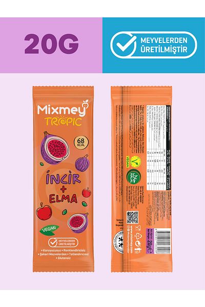 mixmey Fig Fruit Bar 24 Pieces |   Healthy Snacks – Vegan, Gluten Free, Preservative Free (20Gr X 24 Pcs)