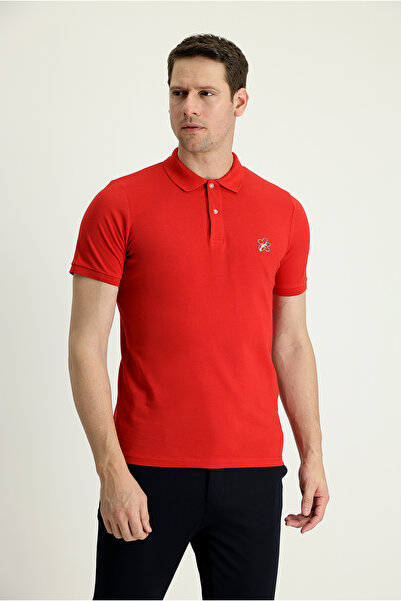 Kiğılı Tricou slim din bumbac cu gât polo imprimat