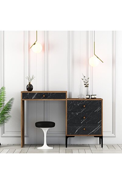 Variant Mobilya Variant Lizbon Makyaj Masalı Şifonyer - Ceviz / Siyah Mermer