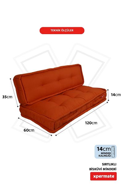 XPERMATE وسادة أرضية البسكويت على شكل قرص العسل وسادة علوية للمنصة ووسادة للحديقة مقاس 60 × 120 × 14 سم