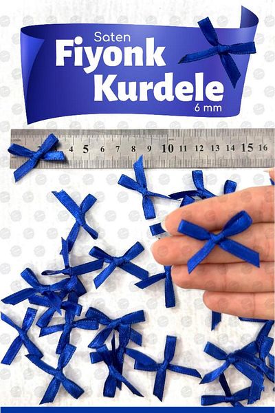 t tuğset etiket Bow Satin 6 mm Ribbon Bow Ribbon Ornament 50 Pieces -T1380