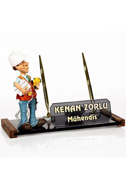 isimliksepeti Mühendis Biblolu Masa Isimliği Hediye Masaüstü Kristal Isimlik