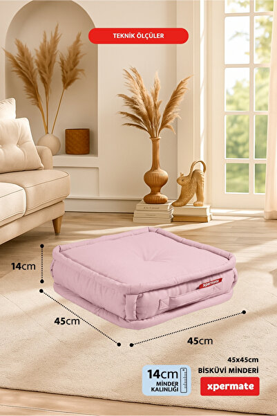 XPERMATE Bisküvi Yer Minderi Petek Önü Palet Üstü Minderi Bank Ve Bahçe Minderi 45x45x14 Cm Pembe