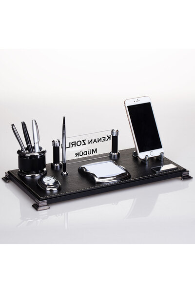 isimliksepeti Lotus Masaüstü Isimlik Seti Büro Hediyesi Deri Ofis Masa Isimliği