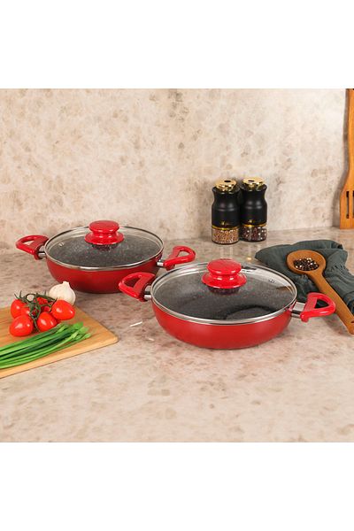 Aryıldız Bronx 4 Piece Sahan Set Red 20-22 cm