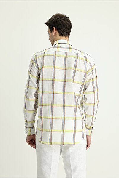 Kiğılı Μακρυμάνικο καρό πουκάμισο από βαμβακερό λινό με κανονική εφαρμογή