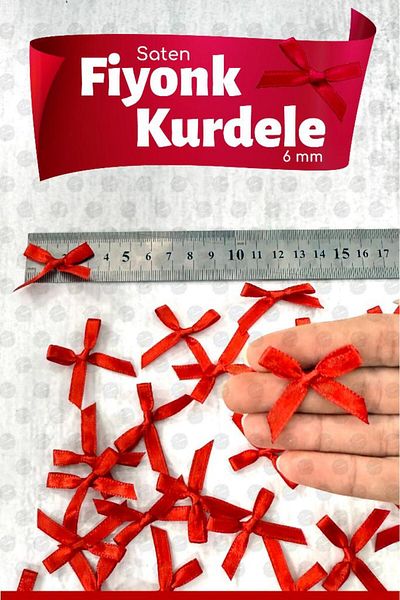 t tuğset etiket Bow Satin 6 mm Ribbon Bow Ribbon Ornament 50 Pieces -T1380