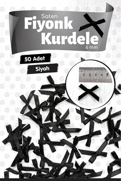t tuğset etiket Bow Satin 6 mm Ribbon Bow Ribbon Ornament 50 Pieces -T1380